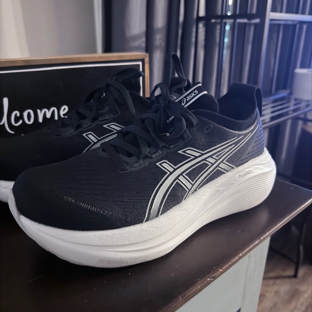 ASICS Gel Nimbus Women's Black and White Athletic Running Shoes